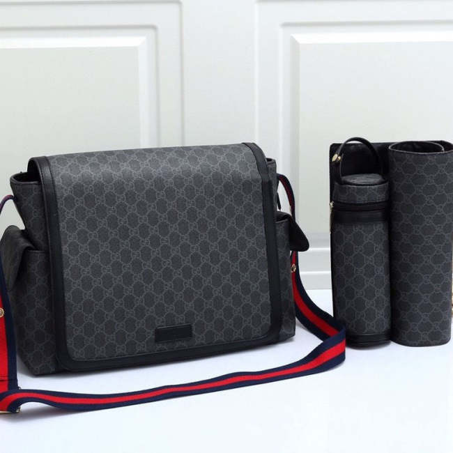 Canvas and split leather baby diaper bag + nursing bottle bag+ cushion, AAA, no box,diaper bag size 40x30x14cm,B98-27