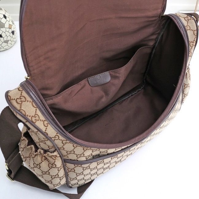 Canvas and split leather baby diaper bag + nursing bottle bag+ cushion, AAA, no box,diaper bag size  40x30x14cm,B98-25