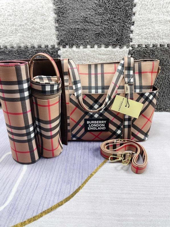 Canvas and split leather baby diaper bag + nursing bottle bag+ cushion, AAA, no box,diaper bag size  32x29x17cm,B98-46