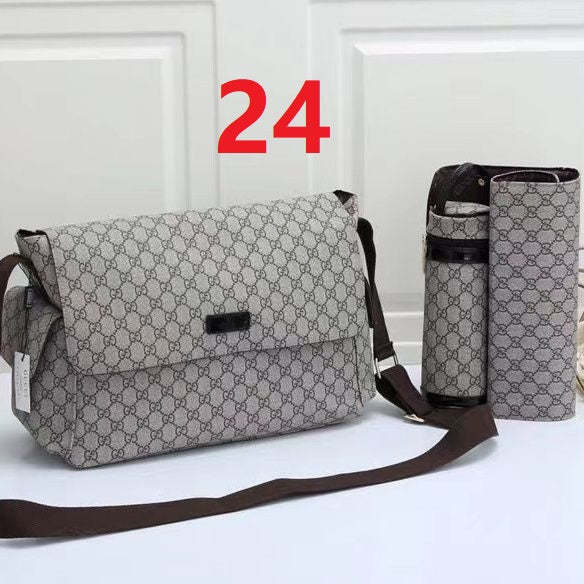 Canvas and split leather baby diaper bag + nursing bottle bag+ cushion, AAA, no box,diaper bag size  40x29x16cm,B98-24