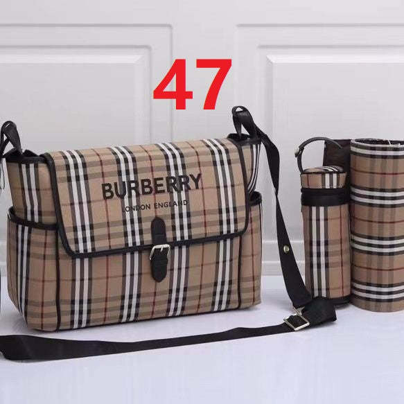Canvas and split leather baby diaper bag + nursing bottle bag+ cushion, AAA, no box,diaper bag size  45x30x13cm,B98-47