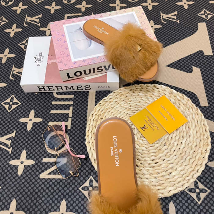 Women fur flat slipper shoes,size 34-43, SS50-1134-1139