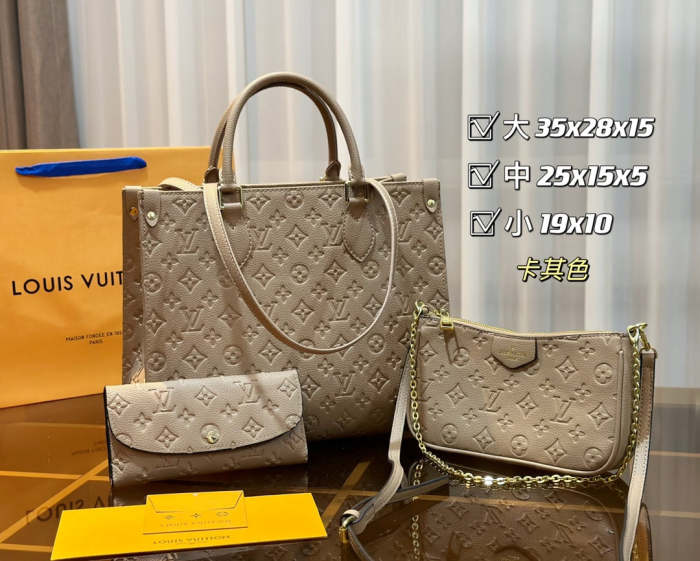 Split leather bag ,3A, size 35x28x15cm, 25x15x5cm, 19x10cm, 3 pieces for set, no box, B75-2841