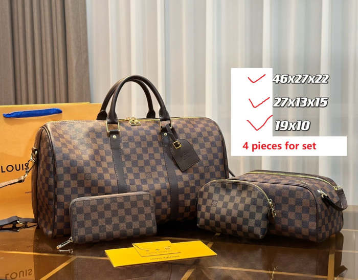 Split leather bag ,3A, size 46x27x22cm, 27x13x15cm, 19x10cm, 4 pieces for set, no box, B75-2834