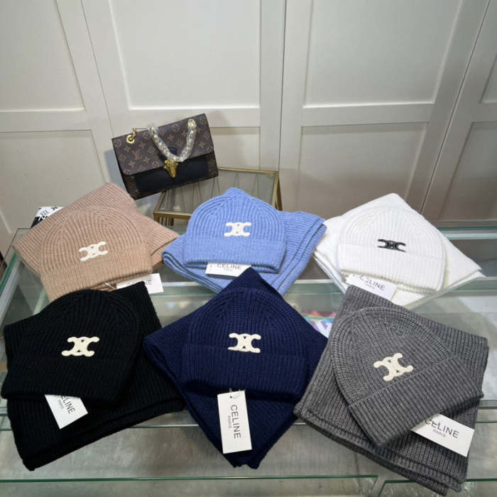 cashmere cotton scarf and hat ,no box. HX68-11-16
