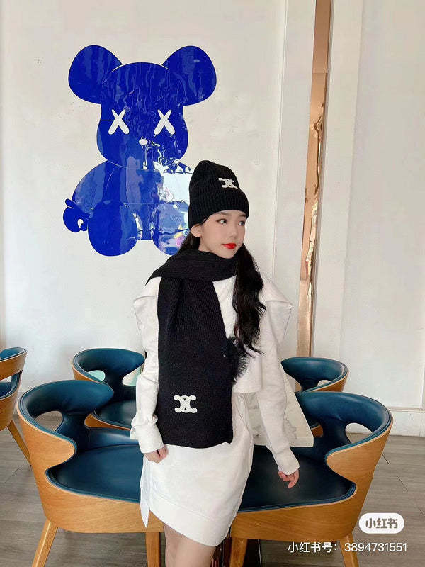 cashmere cotton scarf and hat ,no box. HX68-11-16