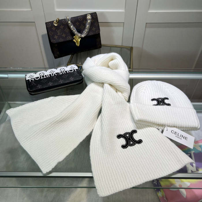 cashmere cotton scarf and hat ,no box. HX68-11-16