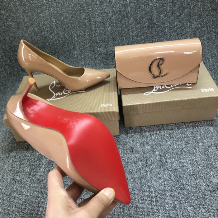 Top quality, real lether, women heel  shoes + cross shoulder bag set,  shoes size 35-43,heel 8/10/12cm, bag size 22x12x5.5cm, with box, B300-12