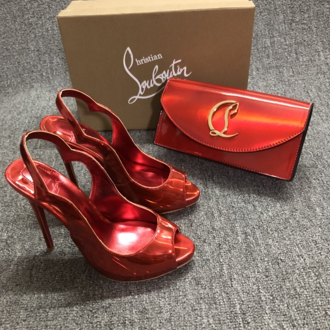 Top quality, real lether, women high heel sandals shoes + cross shoulder bag set, shoes size 35-43,heel 12cm, bag size 22x12x5.5cm, with box, B300-1