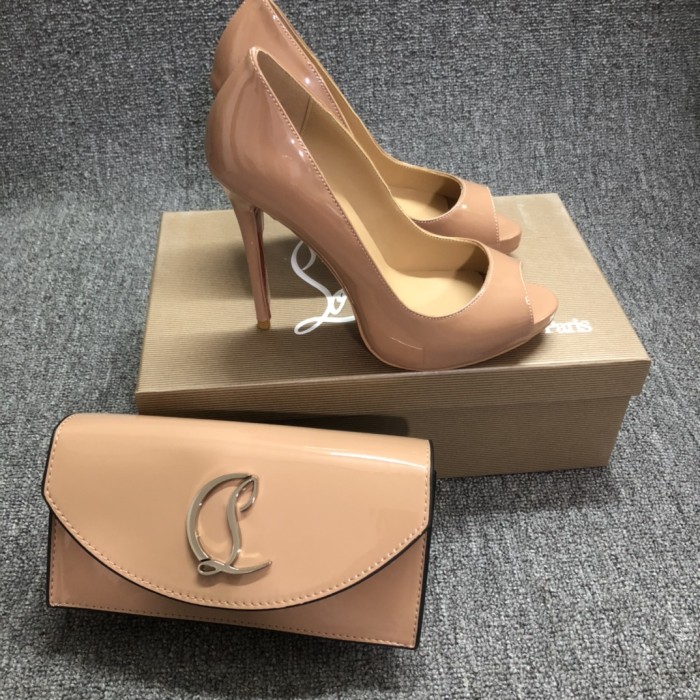 Top quality, real lether, women heel  shoes + cross shoulder bag set,  shoes size 35-43,heel 12cm, bag size 22x12x5.5cm, with box, B300-10