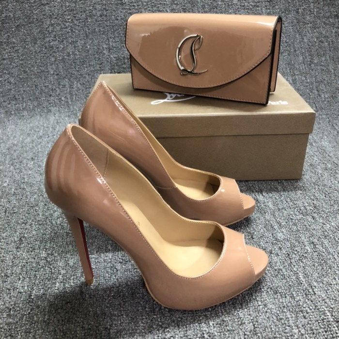Top quality, real lether, women heel  shoes + cross shoulder bag set,  shoes size 35-43,heel 12cm, bag size 22x12x5.5cm, with box, B300-10