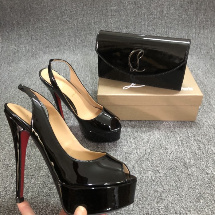 Top quality, real lether, women high heel sandals shoes + cross shoulder bag set,  shoes size 35-43,heel 14cm, bag size 22x12x5.5cm, with box, B300-3