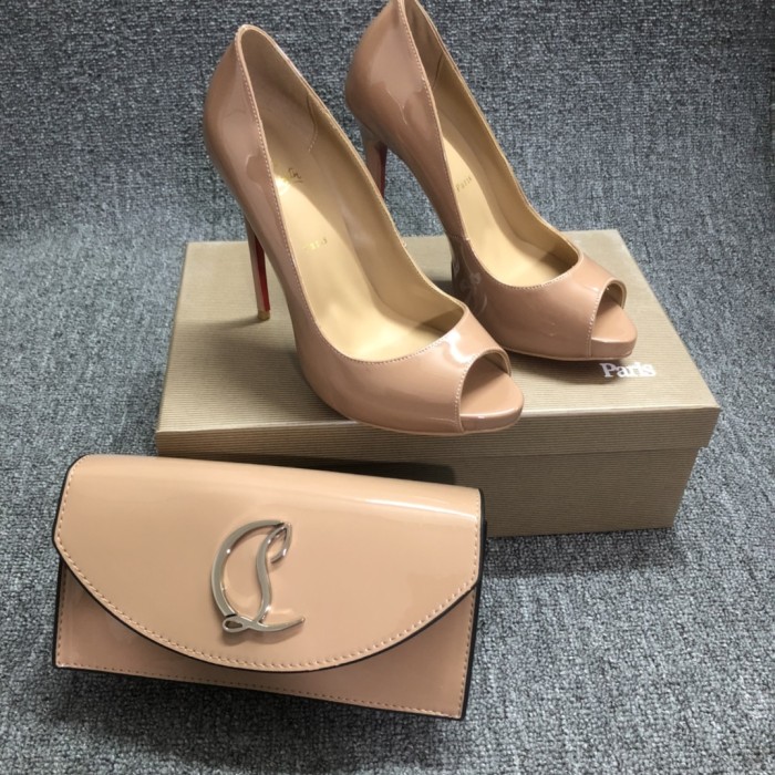 Top quality, real lether, women heel  shoes + cross shoulder bag set,  shoes size 35-43,heel 12cm, bag size 22x12x5.5cm, with box, B300-10