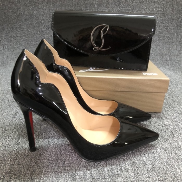 Top quality, real lether, women heel  shoes + cross shoulder bag set,  shoes size 35-43,heel 6/8/10/12cm, bag size 22x12x5.5cm, with box, B300-4