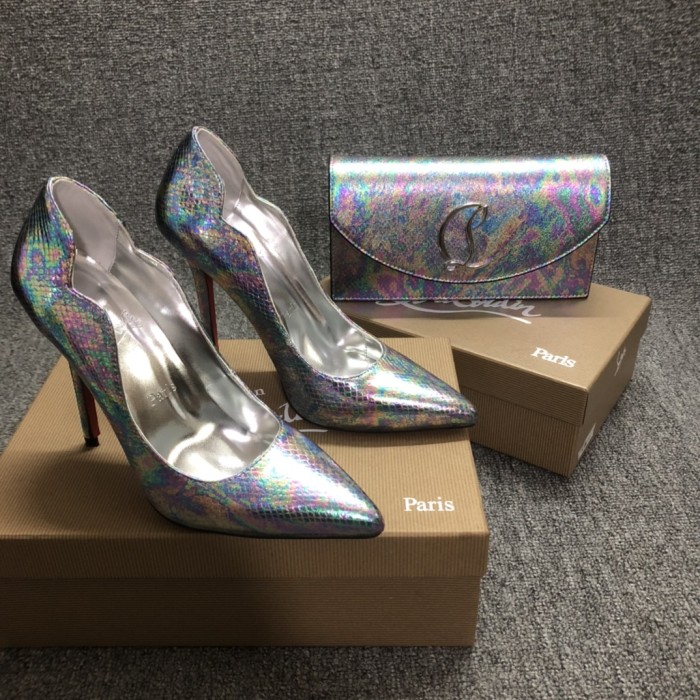 Top quality, real lether, women heel  shoes + cross shoulder bag set,  shoes size 35-43,heel 6/8/10/12cm, bag size 22x12x5.5cm, with box, B300-6