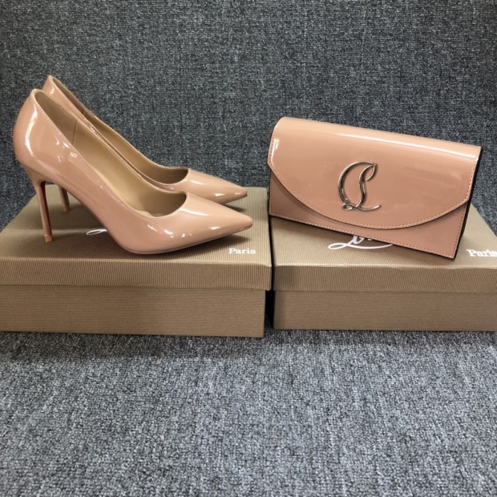 Top quality, real lether, women heel  shoes + cross shoulder bag set,  shoes size 35-43,heel 8/10/12cm, bag size 22x12x5.5cm, with box, B300-12
