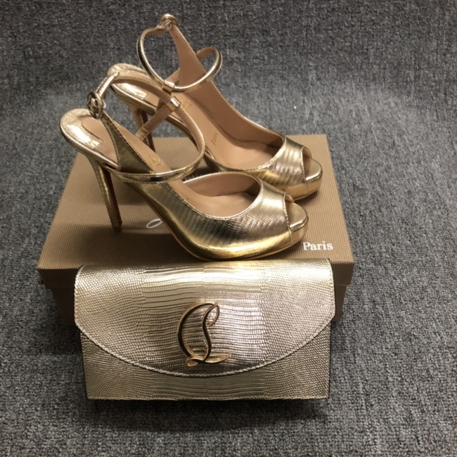 Top quality, real lether, women high heel sandals shoes + cross shoulder bag set, shoes size 35-43,heel 12cm, bag size 22x12x5.5cm, with box, B300-7