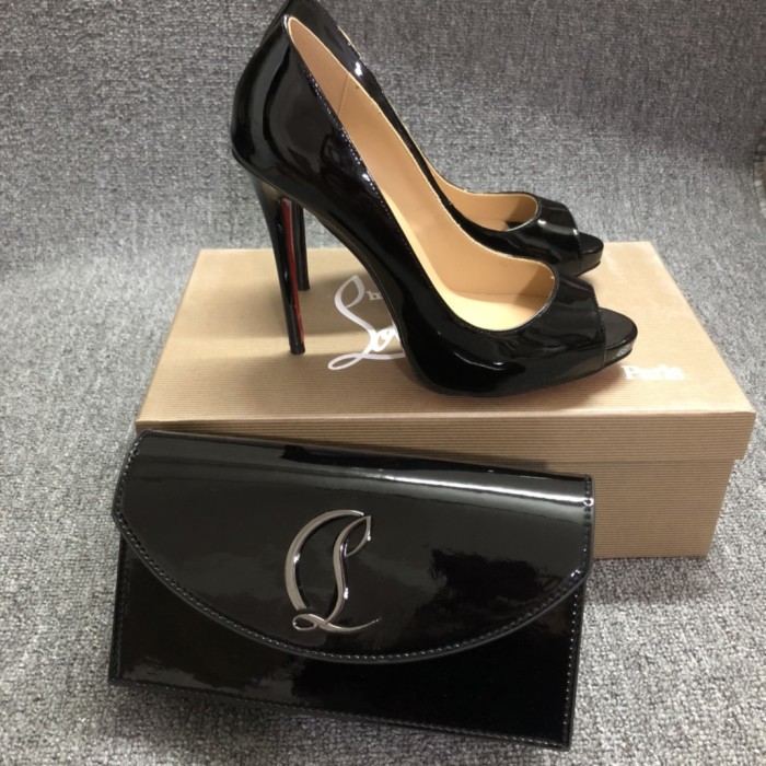 Top quality, real lether, women heel  shoes + cross shoulder bag set,  shoes size 35-43,heel 12cm, bag size 22x12x5.5cm, with box, B300-11
