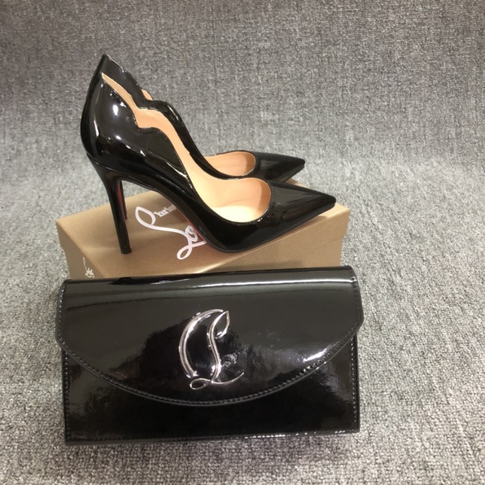 Top quality, real lether, women heel  shoes + cross shoulder bag set,  shoes size 35-43,heel 6/8/10/12cm, bag size 22x12x5.5cm, with box, B300-4