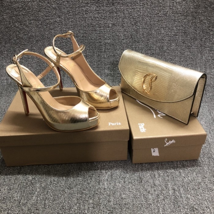 Top quality, real lether, women high heel sandals shoes + cross shoulder bag set,  shoes size 35-43,heel 12cm, bag size 22x12x5.5cm, with box, B300-7