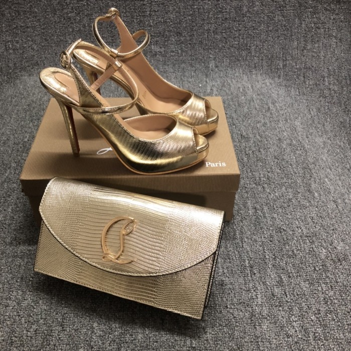 Top quality, real lether, women high heel sandals shoes + cross shoulder bag set,  shoes size 35-43,heel 12cm, bag size 22x12x5.5cm, with box, B300-7