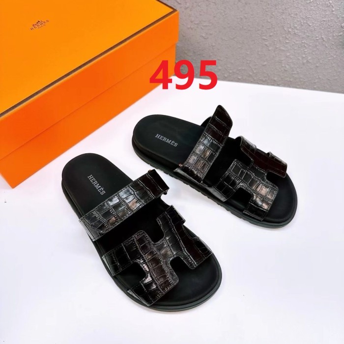 Women men leather slipper shoes, size 35-45, with box, SS80-495-496