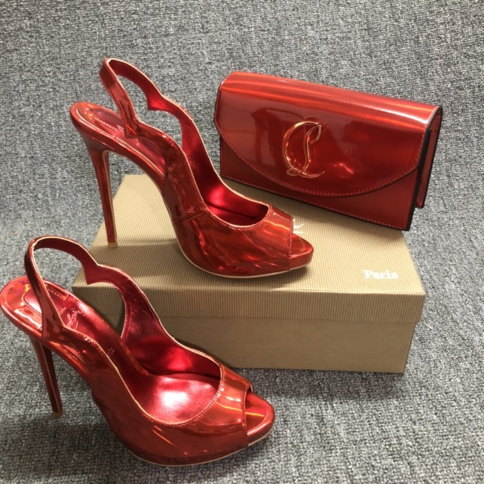 Top quality, real lether, women high heel sandals shoes + cross shoulder bag set,  shoes size 35-43,heel 12cm, bag size 22x12x5.5cm, with box, B300-1