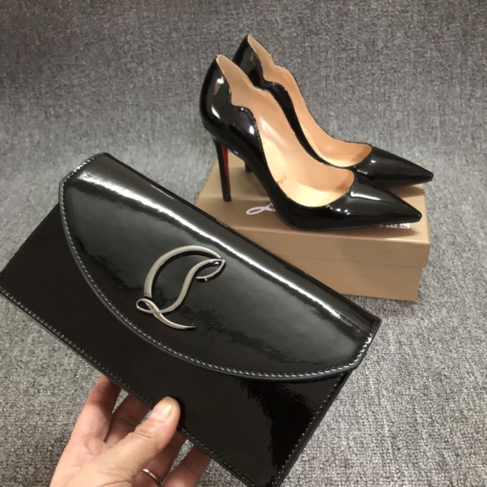 Top quality, real lether, women heel  shoes + cross shoulder bag set,  shoes size 35-43,heel 6/8/10/12cm, bag size 22x12x5.5cm, with box, B300-4