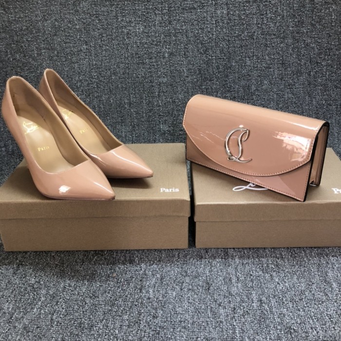 Top quality, real lether, women heel  shoes + cross shoulder bag set,  shoes size 35-43,heel 8/10/12cm, bag size 22x12x5.5cm, with box, B300-12