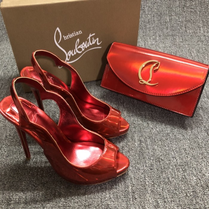 Top quality, real lether, women high heel sandals shoes + cross shoulder bag set,  shoes size 35-43,heel 12cm, bag size 22x12x5.5cm, with box, B300-1