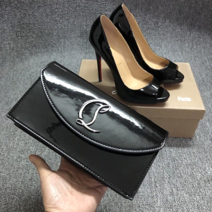 Top quality, real lether, women heel  shoes + cross shoulder bag set,  shoes size 35-43,heel 12cm, bag size 22x12x5.5cm, with box, B300-11