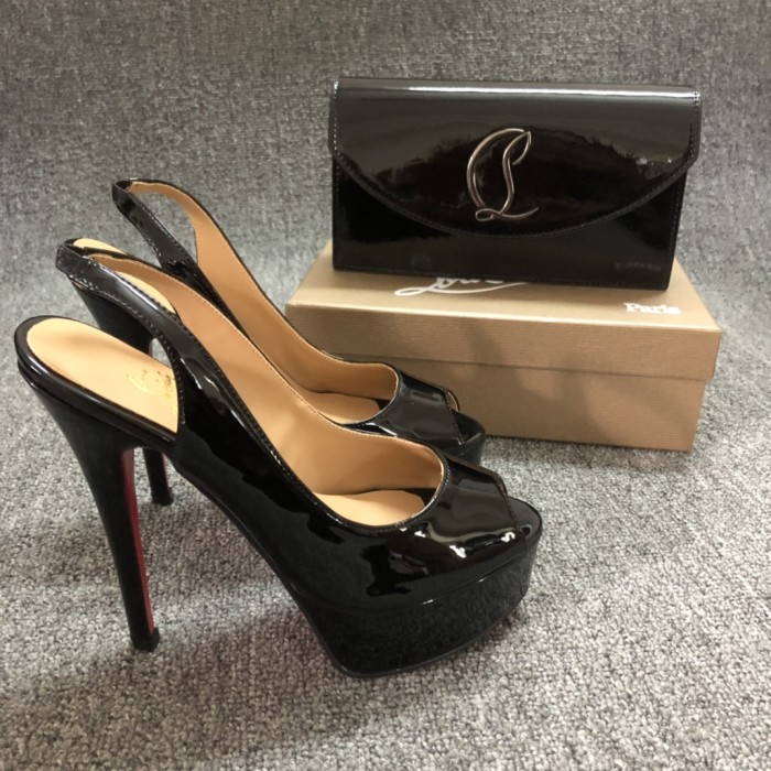 Top quality, real lether, women high heel sandals shoes + cross shoulder bag set,  shoes size 35-43,heel 14cm, bag size 22x12x5.5cm, with box, B300-3
