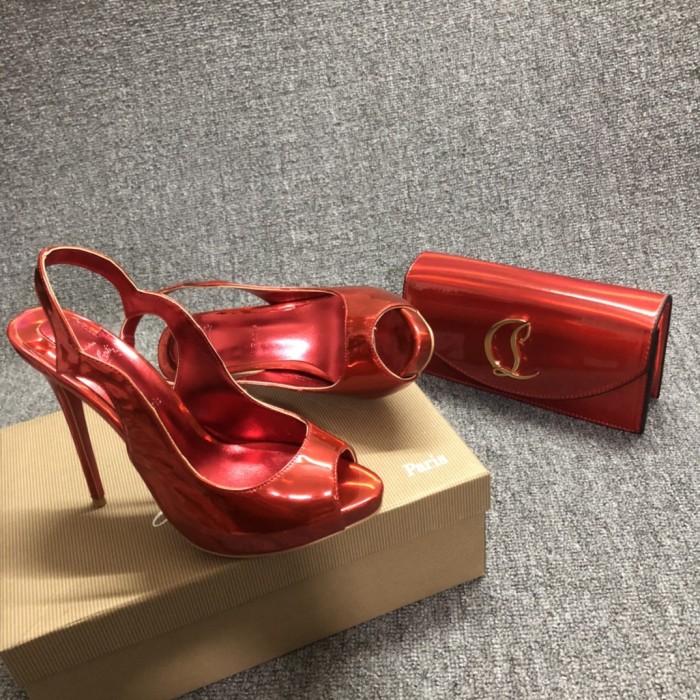 Top quality, real lether, women high heel sandals shoes + cross shoulder bag set,  shoes size 35-43,heel 12cm, bag size 22x12x5.5cm, with box, B300-1