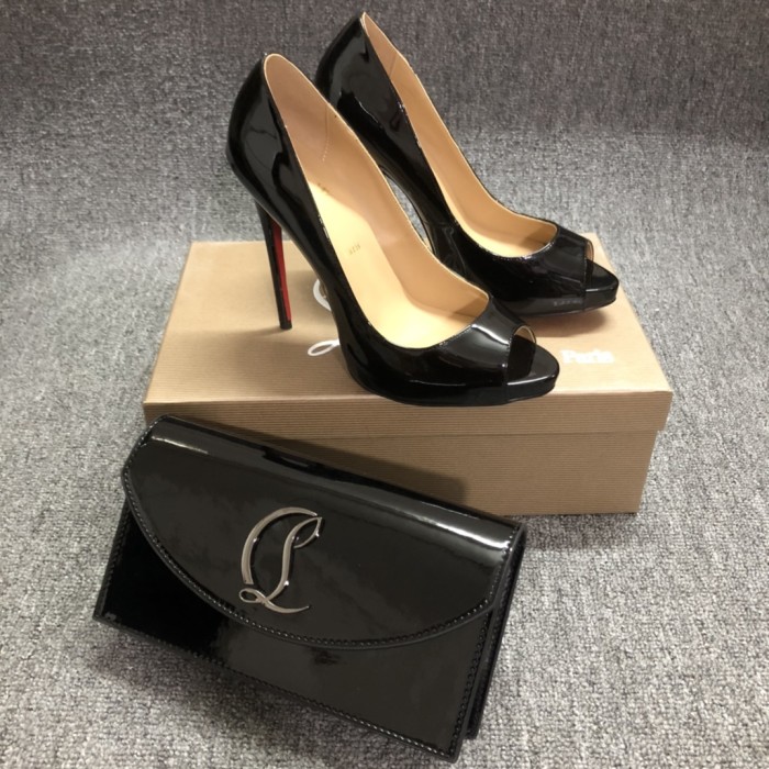 Top quality, real lether, women heel  shoes + cross shoulder bag set,  shoes size 35-43,heel 12cm, bag size 22x12x5.5cm, with box, B300-11