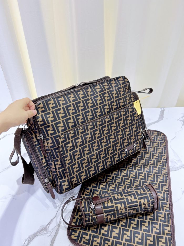 Canvas and split leather baby diaper bag + nursing bottle bag+ cushion, AAA, no box,diaper bag size  44x31x14cm,B98-56