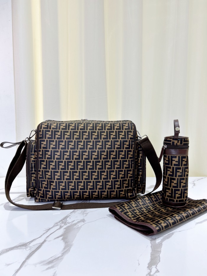 Canvas and split leather baby diaper bag + nursing bottle bag+ cushion, AAA, no box,diaper bag size  44x31x14cm,B98-56