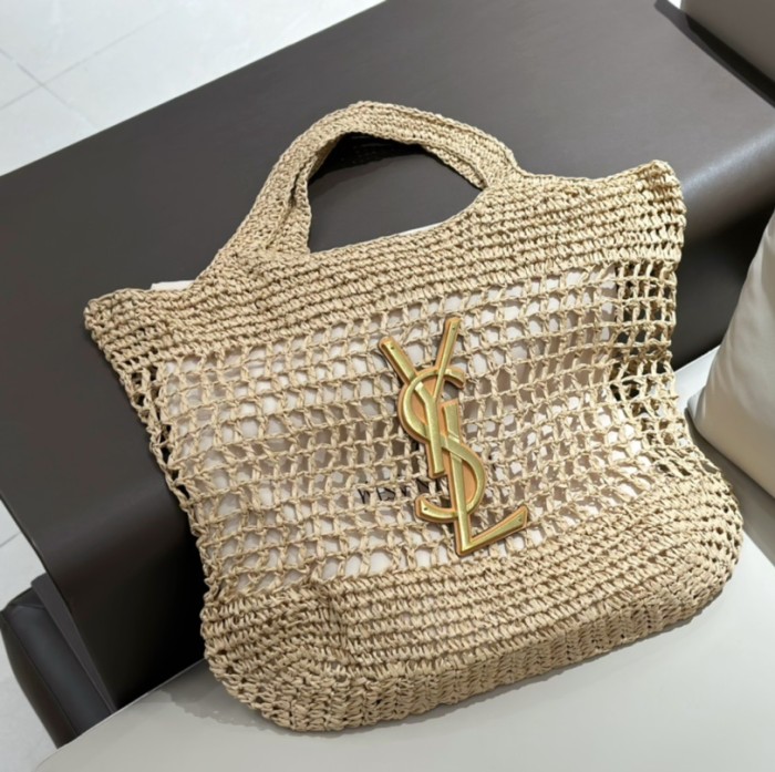 Straw raffia leather bag 3 pieces for set ,3A , size 41x35x5cm and  23X12X5cm and 19x10cm ,no box,  B75-2985