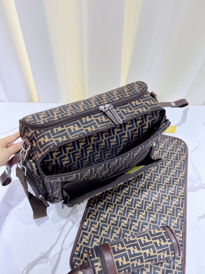 Canvas and split leather baby diaper bag + nursing bottle bag+ cushion, AAA, no box,diaper bag size  44x31x14cm,B98-56