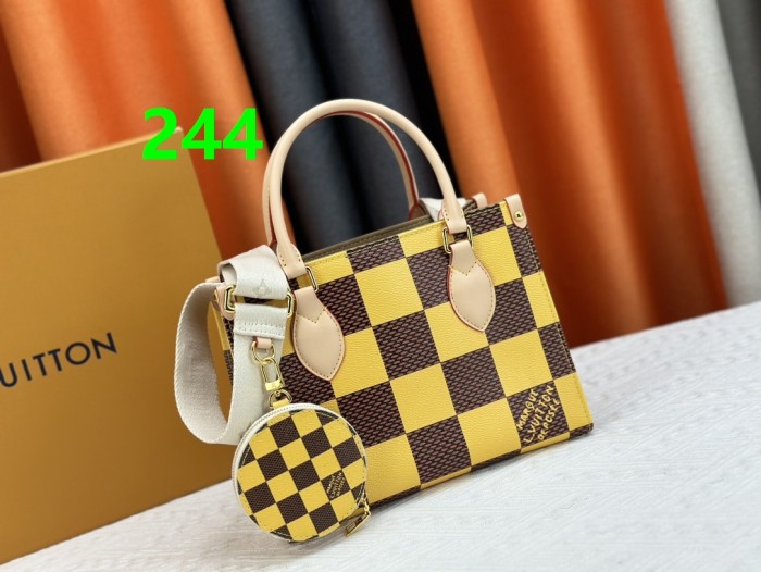 ON THE GO TOTE Canvas leather  bag ,5A,size 25X11X19cm, no box, B110-244-245