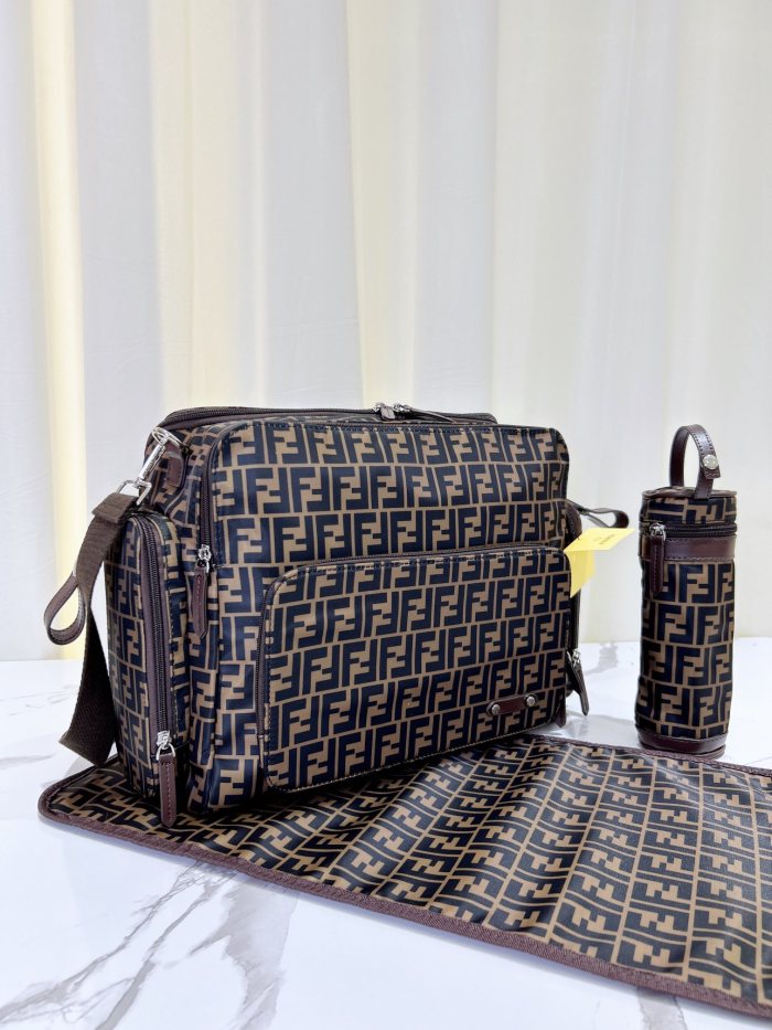 Canvas and split leather baby diaper bag + nursing bottle bag+ cushion, AAA, no box,diaper bag size  44x31x14cm,B98-56