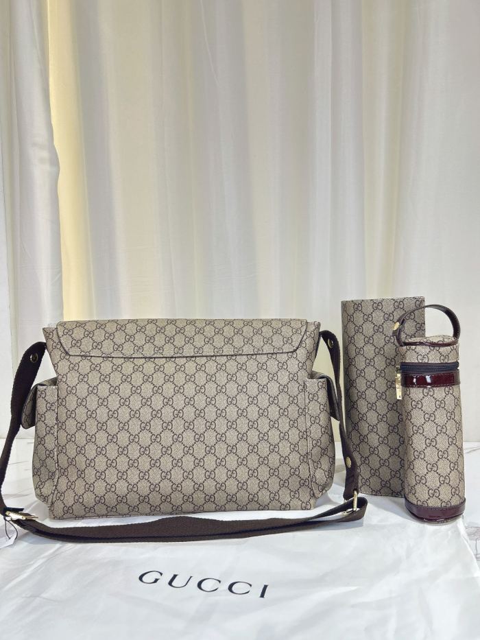 Canvas and split leather baby diaper bag + nursing bottle bag+ cushion, AAA, no box,diaper bag size  40x29x16cm,B98-24