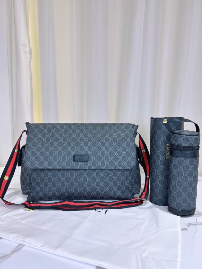 Canvas and split leather baby diaper bag + nursing bottle bag+ cushion, AAA, no box,diaper bag size  40x29x16cm,B98-59