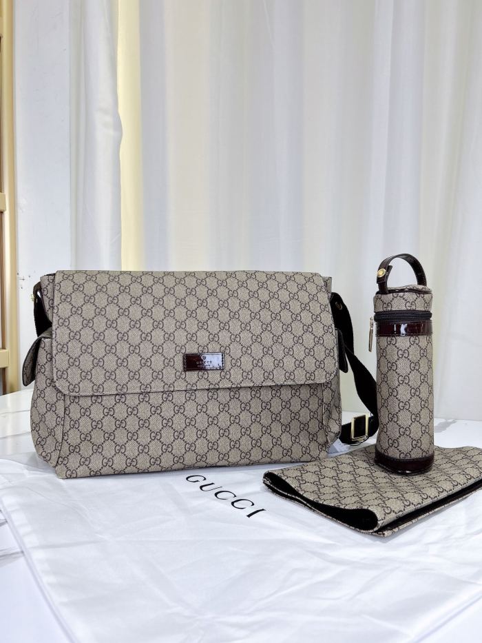 Canvas and split leather baby diaper bag + nursing bottle bag+ cushion, AAA, no box,diaper bag size  40x29x16cm,B98-24