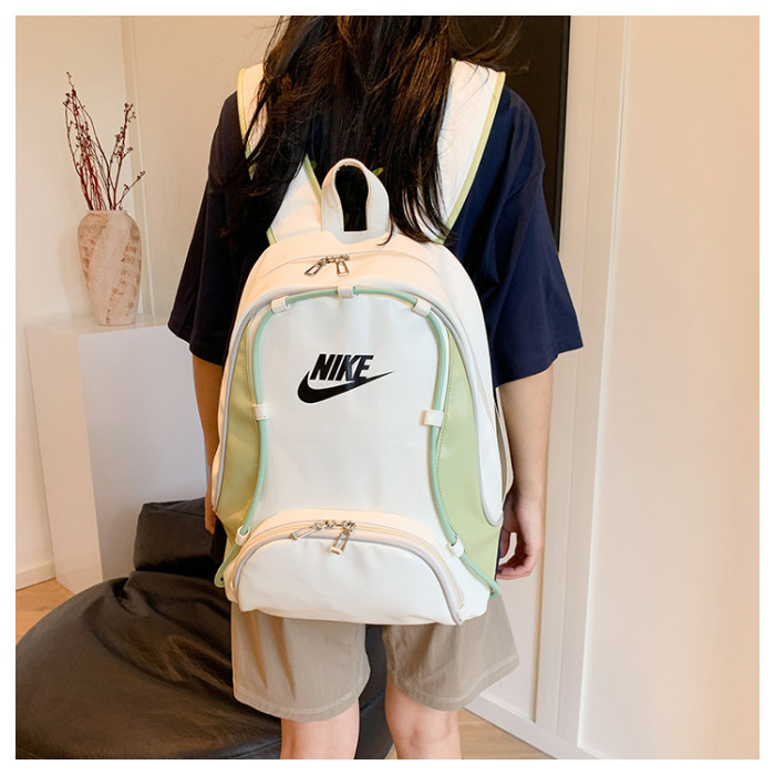 Canvas PU  backpack school bag ,  no box, size 42x30x14cm , B25-258-260