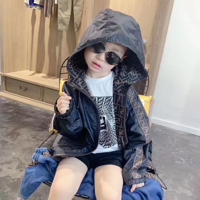 Reversible hooded hardshell jacket for kids clothes , size:90-160, CL30-2