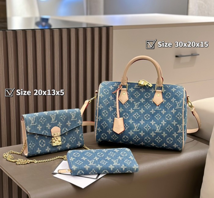 Canvas Split leather bag a set,3A ,no box,  B75-30
