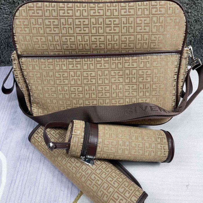 Canvas and split leather baby diaper bag + nursing bottle bag+ cushion, AAA, no box,diaper bag size  40x26x14cm,B98-72