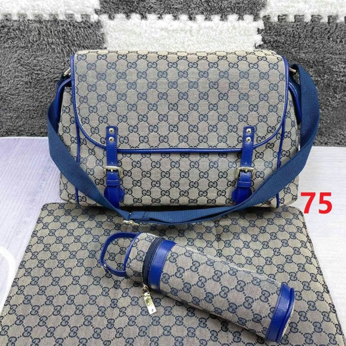 Canvas and split leather baby diaper bag + nursing bottle bag+ cushion, AAA, no box,diaper bag size  40x26x14cm,B98-74-75