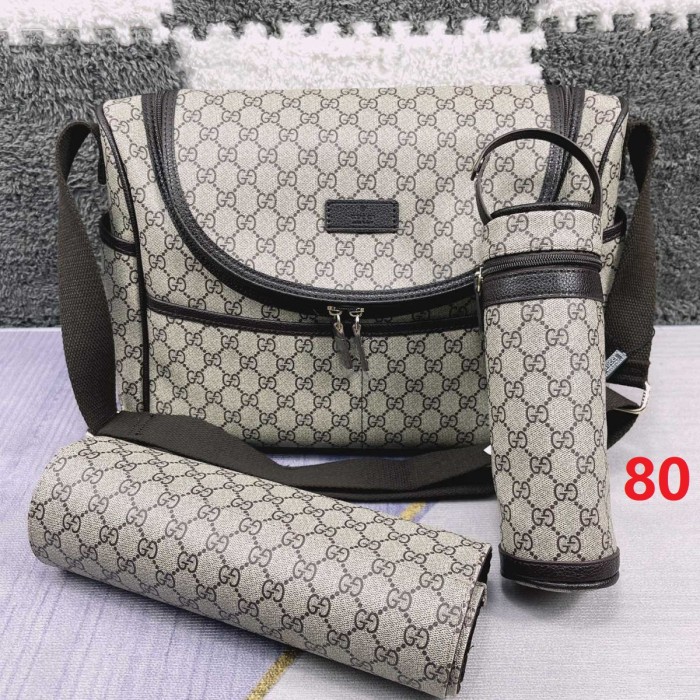 Canvas and split leather baby diaper bag + nursing bottle bag+ cushion, AAA, no box,diaper bag size  40x26x14cm,B98-78-81