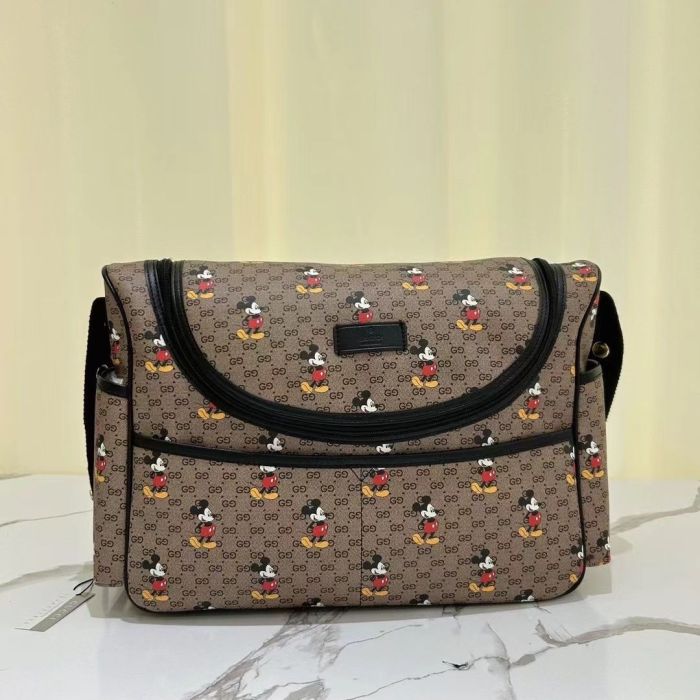 Copy Canvas and split leather baby diaper bag + nursing bottle bag+ cushion, AAA, no box,diaper bag size  40x26x14cm,B98-70